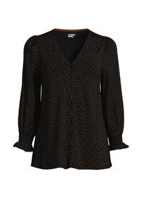 LANDS' END Jerseybluse mit gerafften 3/4-&Auml;rmeln, Damen,  Schwarz, Elasthan/Baumwoll-Mischung/Baumwolle Modal, by Lands' End