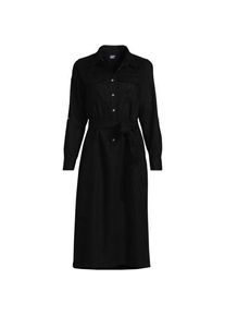 LANDS' END Midi-Hemdblusenkleid aus Leinen, Damen,  Schwarz, by Lands' End