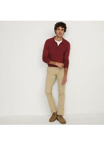 LANDS' END Feinstrick-Pullover mit Polokragen und Rei&szlig;verschluss, Herren,  Braun, Baumwolle, by Lands' End