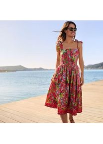 LANDS' END Musselin-Midikleid Gemustert, Damen,  Orange, Baumwolle, by Lands' End