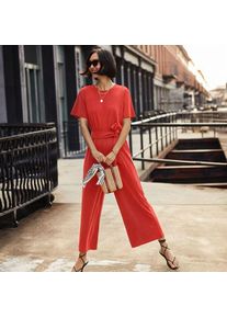 LANDS' END Jersey-Jumpsuit aus Modalmix, Damen,  Orange, Polyester-Mischung/Baumwolle Modal, by Lands' End