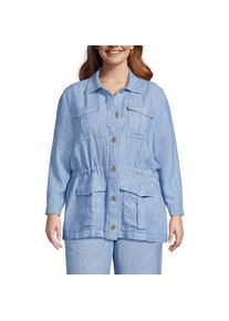 LANDS' END Hemdjacke aus Leinen, Damen,  Blau, Leinen, by Lands' End