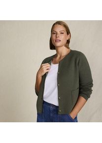 LANDS' END Kragenloser Feinstrick-Blazer, Damen,  Gr&uuml;n, Baumwolle, by Lands' End