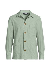 LANDS' END Hemdjacke aus Leinenmix, Herren,  Blau, Baumwolle/Leinen, by Lands' End