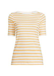 LANDS' END Supima-Shirt aus Baumwolle mit U-Boot-Ausschnitt, Damen,  Wei&szlig;, Baumwolle, by Lands' End