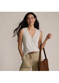 LANDS' END Top aus Leinenmix, Damen,  Beige, Baumwolle/Leinen/Baumwoll-Mischung, by Lands' End