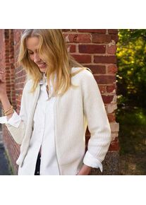 LANDS' END Baumwoll-Cardigan mit Rei&szlig;verschluss, Damen,  Wei&szlig;, by Lands' End