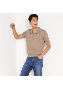 LANDS' END Kurzarm-Polo aus Baumwoll/Seide-Mix, Herren,  Beige, Baumwolle/Seide/Nylon, by Lands' End