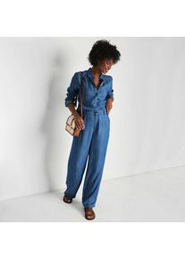 LANDS' END Tencel Anzughose mit weitem Bein, Damen,  Blau, Lyocell (Viskose), by Lands' End