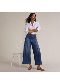 LANDS' END Recover Culotte-Jeans High Waist mit aufgesetzten Taschen, Damen,  Blau, Elasthan/Baumwoll-Mischung/Polyester-Mischung, by Lands' End