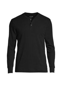 LANDS' END Henley-Schlafshirt, Herren,  Schwarz, Baumwolle, by Lands' End