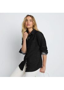 LANDS' END Denim-Bluse mit Stretch, Damen,  Schwarz, Baumwoll-Mischung/Polyester-Mischung, by Lands' End