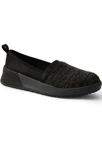 LANDS' END Komfort-Stoffschuhe mit Keilabsatz, Damen,  Schwarz, Polyester/Gummi, by Lands' End
