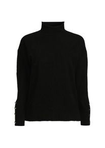 LANDS' END Soft Touch Stehkragenpullover mit &Auml;rmelkn&ouml;pfen, Damen,  Schwarz, Polyacryl/Woll-Mischung/Nylon-Mischung, by Lands' End