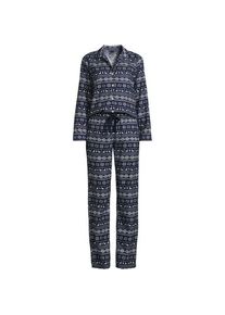 LANDS' END Pyjama-Set aus reinem Baumwoll-Flanell, Damen,  Blau, by Lands' End