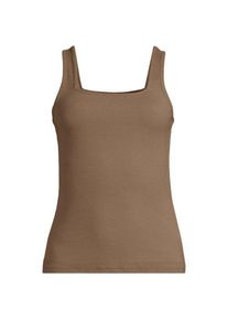 LANDS' END Ripp-Top mit eckigem Ausschnitt, Damen,  Braun, Elasthan/Baumwoll-Mischung, by Lands' End