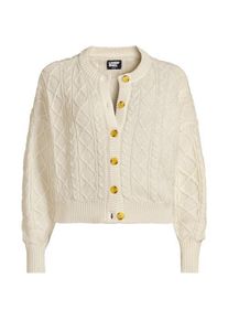 LANDS' END Zopfmuster-Cardigan DRIFTER, Damen,  Wei&szlig;, Baumwolle, by Lands' End