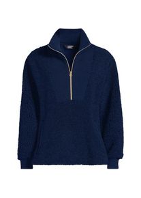 LANDS' END Teddy-Pullover mit Rei&szlig;verschluss, Damen,  Blau, Polyester, by Lands' End