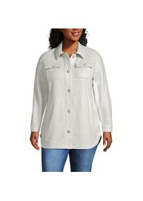 LANDS' END Luxe Fleece-Hemdjacke, Damen,  Grau, Polyester, by Lands' End