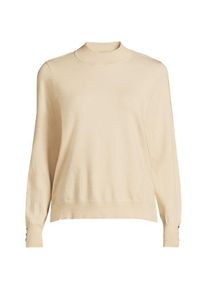 LANDS' END Stehkragenpullover mit &Auml;rmelkn&ouml;pfen, Damen,  Beige, Polyester/Nylon/Viskose, by Lands' End