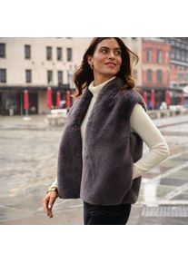 LANDS' END Webpelz-Weste, Damen,  Grau, Polyester, by Lands' End