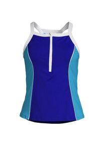 LANDS' END Tankinitop mit hohem Ausschnitt, Zipper-Detail, Damen,  Blau, Elasthan/Nylon-Mischung, by Lands' End