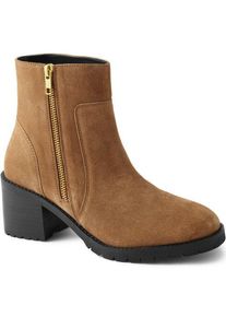LANDS' END Veloursleder-Stiefeletten mit Absatz, Damen,  Braun, Leder/Rauleder, by Lands' End