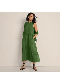 LANDS' END Maxi-Baumwollkleid aus Flammgarn, Damen,  Gr&uuml;n, Baumwolle, by Lands' End