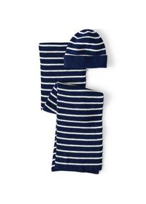 LANDS' END Unisex Schal-/M&uuml;tzen-Set Drifter, Damen,  Blau, Baumwolle, by Lands' End