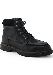 LANDS' END Lederstiefel mit Sch&uuml;rzennaht, Herren,  Schwarz, Leder, by Lands' End