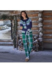 LANDS' END Pyjama-Set mit Flanellhose, Damen,  Gr&uuml;n, Baumwolle/Baumwoll-Mischung/Viskose-Mischung, by Lands' End