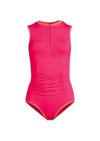 LANDS' END Badeanzug mit Rei&szlig;verschluss, hoher Ausschnitt, Damen,  Pink, Elasthan/Nylon-Mischung, by Lands' End