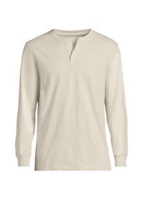LANDS' END Super-T Langarm-Henleyshirt, Classic Fit, Herren,  Wei&szlig;, Baumwolle, by Lands' End