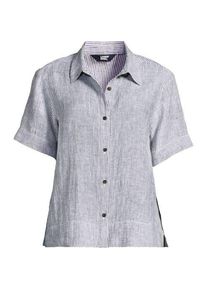 LANDS' END Kurzarm-Leinenhemd, Damen,  Schwarz, Leinen, by Lands' End