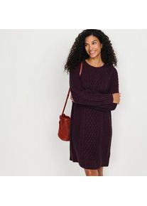 LANDS' END Zopfmuster-Grobstrickkleid, Damen,  Lila, Polyacryl/Baumwoll-Mischung, by Lands' End