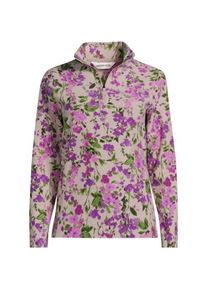 LANDS' END Gemusterter Fleece-Pullover mit Rei&szlig;verschluss, Damen,  Pink, Polyester, by Lands' End