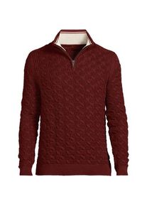 LANDS' END Strukturierter Drifter Pullover mit Rei&szlig;verschluss, Herren,  Orange, Baumwolle, by Lands' End