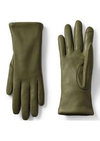 LANDS' END Lederhandschuhe mit Kaschmirfutter, Damen, size: regular, Gr&uuml;n, Kaschmir/Leder, by Lands' End
