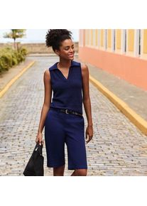 LANDS' END Chino-Bermudas, Damen,  Blau, Elasthan/Baumwoll-Mischung, by Lands' End