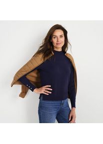 LANDS' END Stehkragenpullover mit &Auml;rmelkn&ouml;pfen, Damen,  Blau, by Lands' End