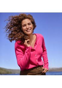 LANDS' END Kaschmir-Cardigan mit rundem Ausschnitt, Damen,  Pink, Kaschmir, by Lands' End