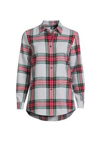 LANDS' END Boyfriend-Bluse aus Flanell, Damen,  Grau, Baumwolle, by Lands' End