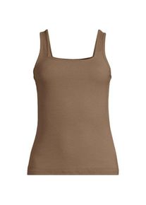 LANDS' END Ripp-Top mit eckigem Ausschnitt, Damen,  Braun, Elasthan/Baumwoll-Mischung, by Lands' End