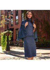 LANDS' END Softer Jersey-Midirock, Damen,  Blau, Baumwolle/Polyester/Baumwoll-Mischung, by Lands' End