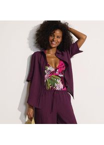 LANDS' END Kurz&auml;rmeliges Crinkle-Hemd, Damen,  Lila, Nylon/Viskose, by Lands' End