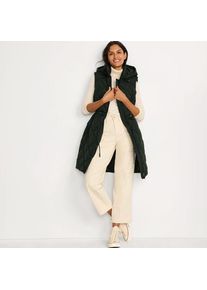 LANDS' END Lange Steppweste mit geraffter Taille, Damen,  Gr&uuml;n, Polyester, by Lands' End