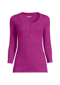 LANDS' END Henley-Shirt mit 3/4 &Auml;rmeln, Damen,  Pink, Baumwoll-Mischung, by Lands' End