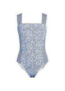 LANDS' END Badeanzug mit Karree-Ausschnitt, extra hohes Bein, Damen,  Blau, Elasthan/Nylon-Mischung, by Lands' End