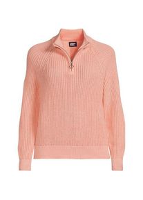 LANDS' END Baumwollpullover mit Troyer-Kragen, Damen,  Pink, Baumwolle, by Lands' End