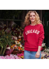 LANDS' END Beflocktes Sweatshirt, Damen,  Rot, Baumwolle/Polyester, by Lands' End